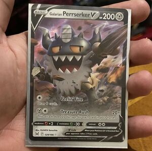 Pokemon Galarian Perrserker V Card - Black and Gray